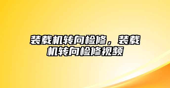 裝載機轉向檢修，裝載機轉向檢修視頻