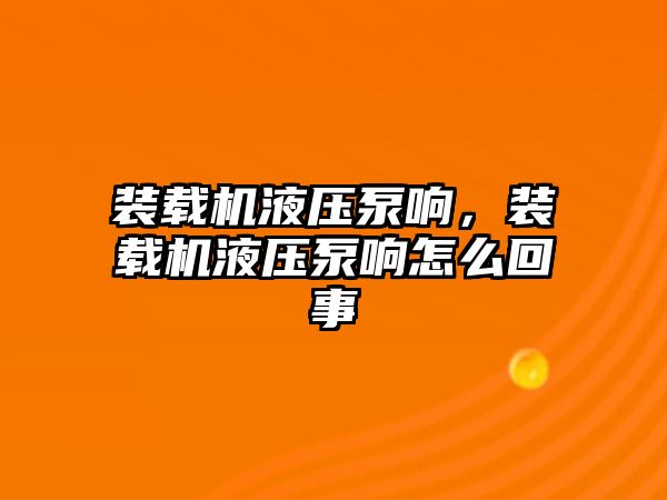 裝載機液壓泵響，裝載機液壓泵響怎么回事