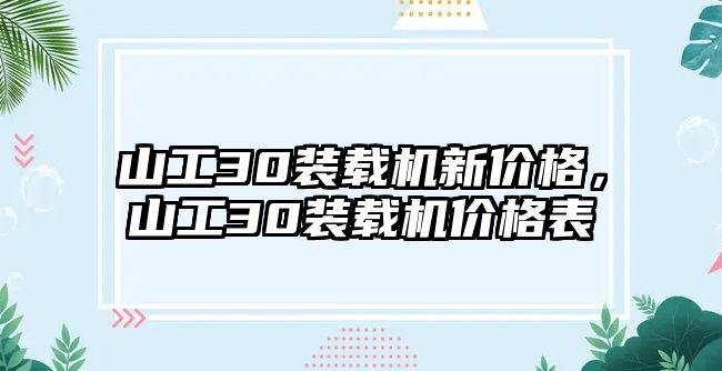 山工30裝載機新價格，山工30裝載機價格表