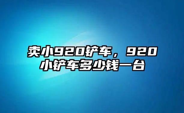 賣小920鏟車，920小鏟車多少錢一臺