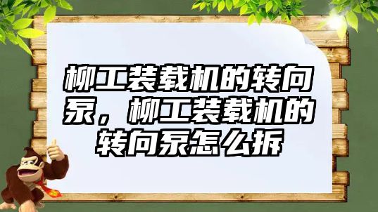 柳工裝載機的轉向泵，柳工裝載機的轉向泵怎么拆