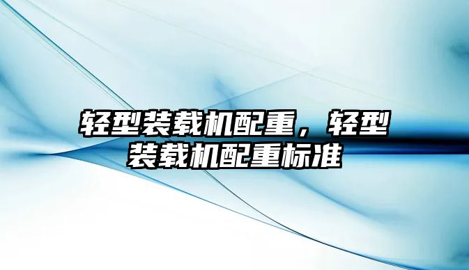 輕型裝載機配重，輕型裝載機配重標準