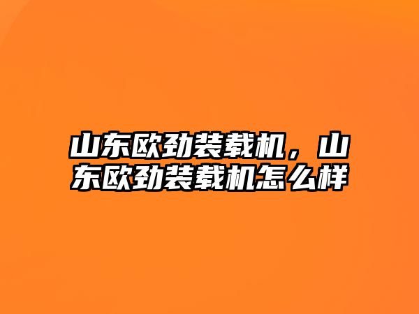 山東歐勁裝載機，山東歐勁裝載機怎么樣