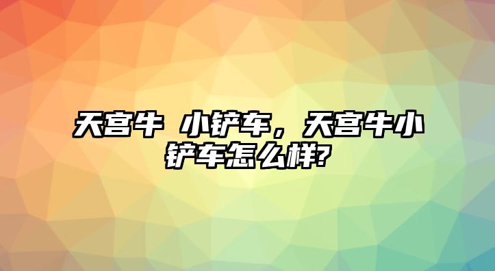 天宮牛犇小鏟車，天宮牛小鏟車怎么樣?