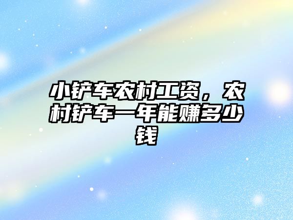 小鏟車農村工資，農村鏟車一年能賺多少錢