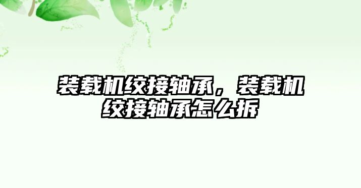 裝載機絞接軸承，裝載機絞接軸承怎么拆