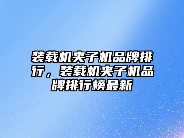 裝載機夾子機品牌排行，裝載機夾子機品牌排行榜最新