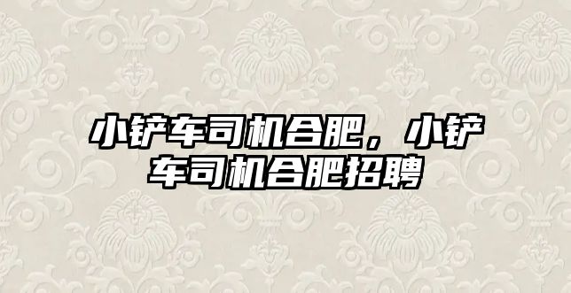 小鏟車司機合肥，小鏟車司機合肥招聘