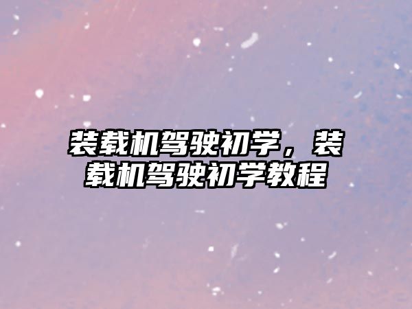 裝載機駕駛初學，裝載機駕駛初學教程