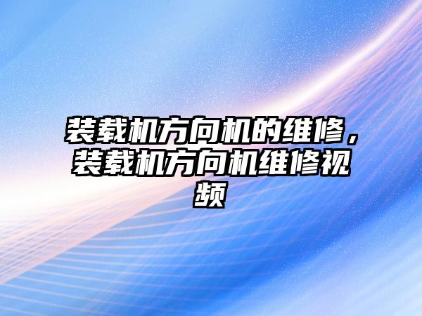 裝載機方向機的維修，裝載機方向機維修視頻