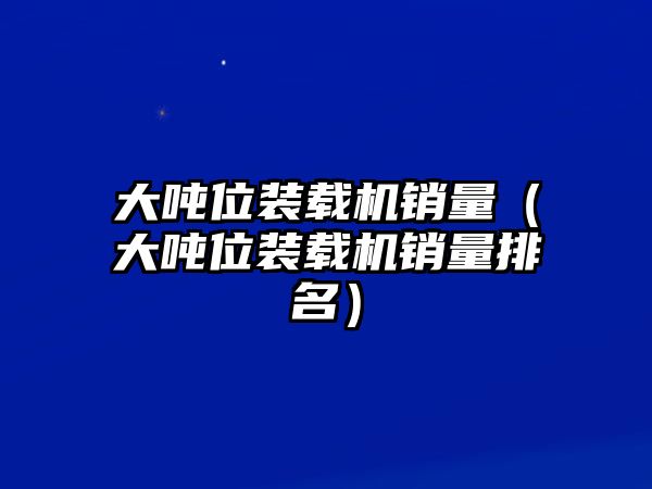 大噸位裝載機銷量（大噸位裝載機銷量排名）