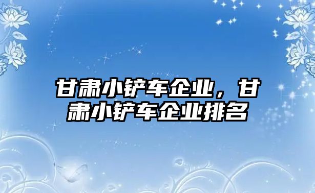 甘肅小鏟車企業(yè)，甘肅小鏟車企業(yè)排名