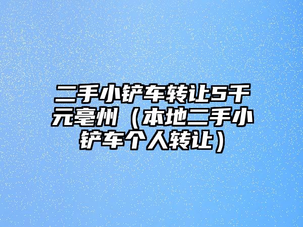 二手小鏟車轉讓5千元亳州（本地二手小鏟車個人轉讓）