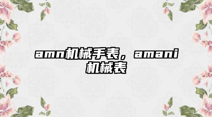 amn機械手表，amani機械表