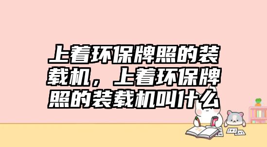 上著環(huán)保牌照的裝載機，上著環(huán)保牌照的裝載機叫什么