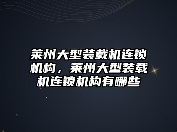 萊州大型裝載機連鎖機構，萊州大型裝載機連鎖機構有哪些