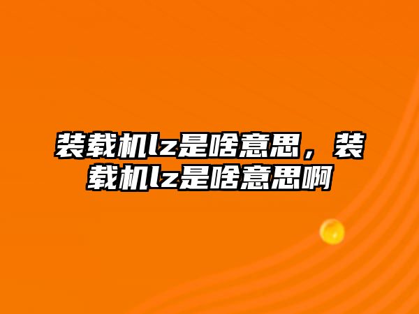 裝載機lz是啥意思，裝載機lz是啥意思啊