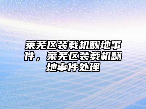 萊蕪區裝載機翻地事件，萊蕪區裝載機翻地事件處理