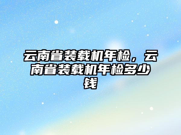 云南省裝載機年檢，云南省裝載機年檢多少錢