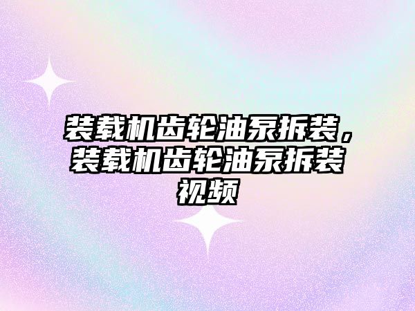 裝載機齒輪油泵拆裝，裝載機齒輪油泵拆裝視頻