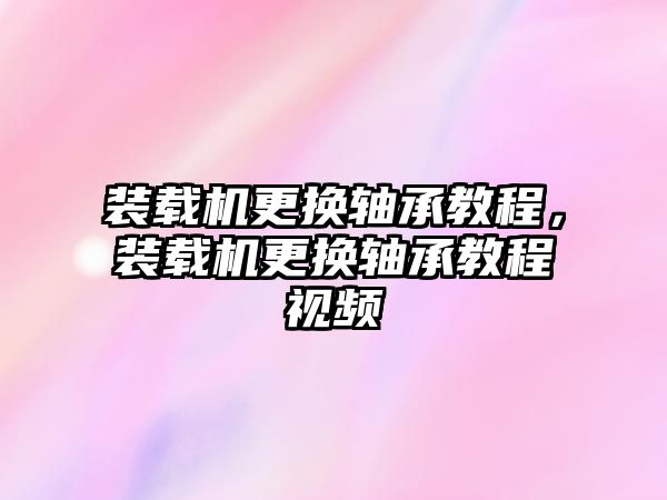 裝載機更換軸承教程，裝載機更換軸承教程視頻