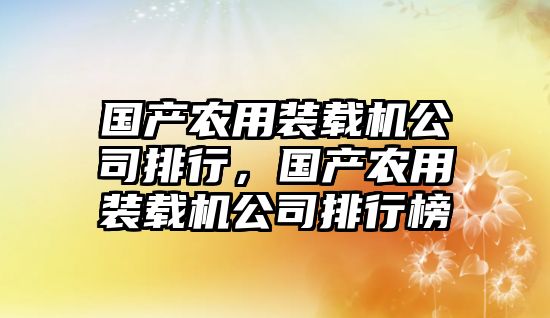 國產(chǎn)農(nóng)用裝載機(jī)公司排行，國產(chǎn)農(nóng)用裝載機(jī)公司排行榜