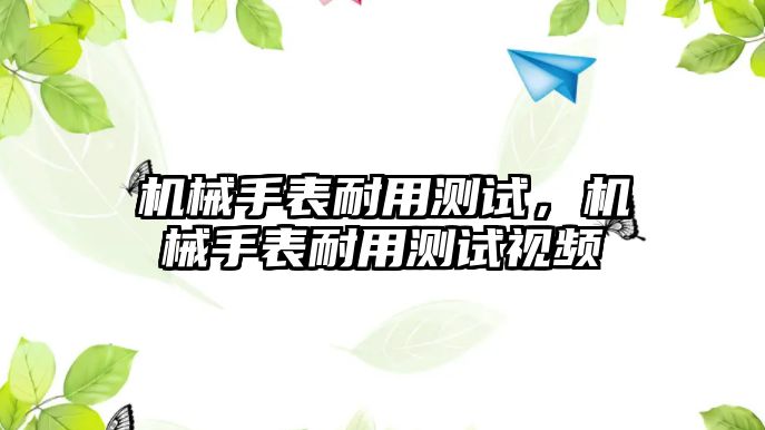 機械手表耐用測試，機械手表耐用測試視頻