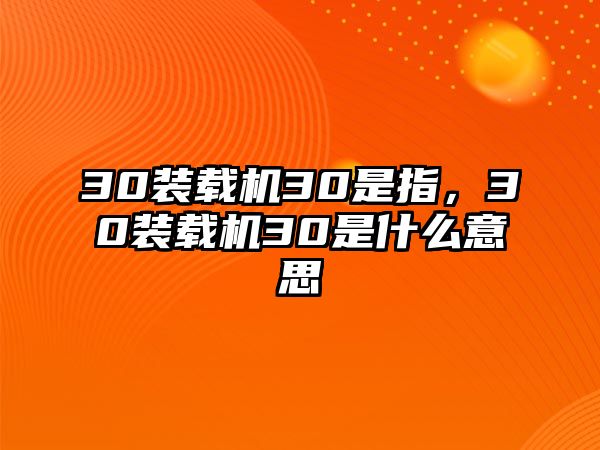 30裝載機30是指，30裝載機30是什么意思