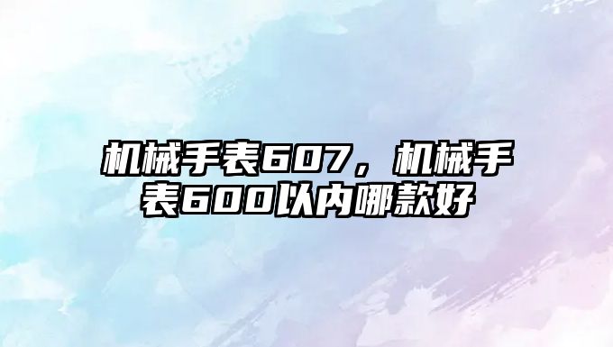 機械手表607，機械手表600以內哪款好