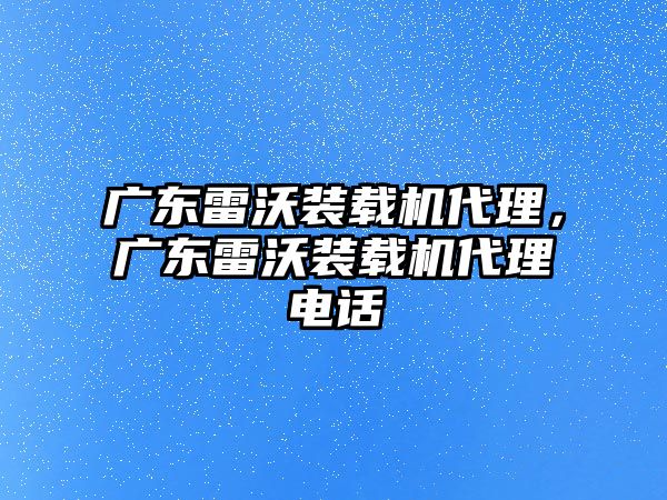 廣東雷沃裝載機代理，廣東雷沃裝載機代理電話