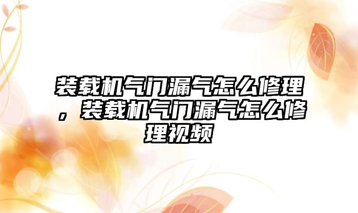 裝載機氣門漏氣怎么修理，裝載機氣門漏氣怎么修理視頻