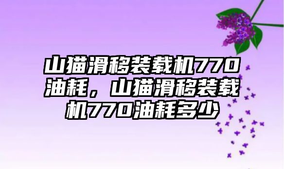 山貓滑移裝載機770油耗，山貓滑移裝載機770油耗多少