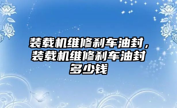 裝載機維修剎車油封，裝載機維修剎車油封多少錢