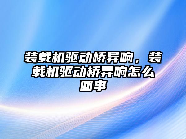 裝載機驅動橋異響，裝載機驅動橋異響怎么回事