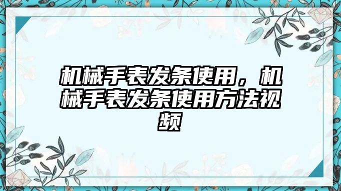 機械手表發條使用，機械手表發條使用方法視頻