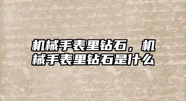 機械手表里鉆石，機械手表里鉆石是什么