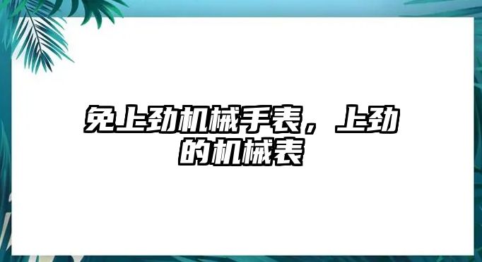 免上勁機械手表，上勁的機械表