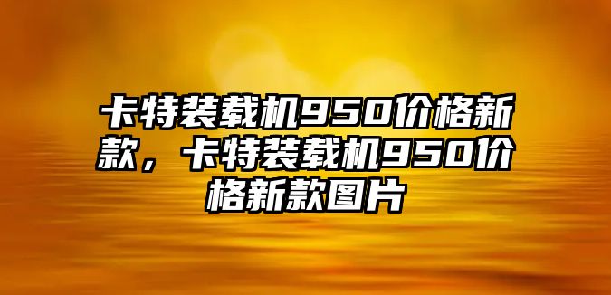 卡特裝載機950價格新款，卡特裝載機950價格新款圖片