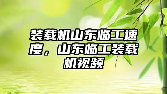 裝載機山東臨工速度，山東臨工裝載機視頻