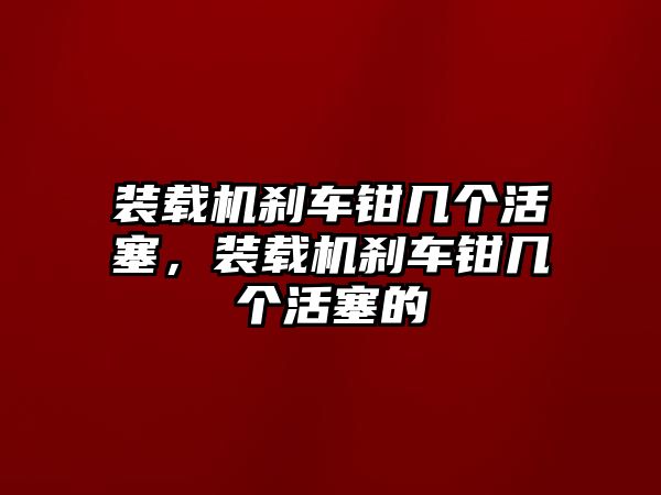 裝載機剎車鉗幾個活塞，裝載機剎車鉗幾個活塞的