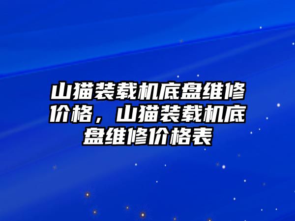 山貓裝載機底盤維修價格，山貓裝載機底盤維修價格表