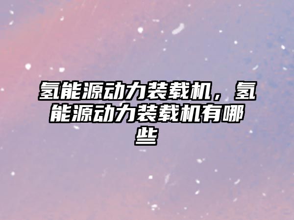 氫能源動力裝載機，氫能源動力裝載機有哪些