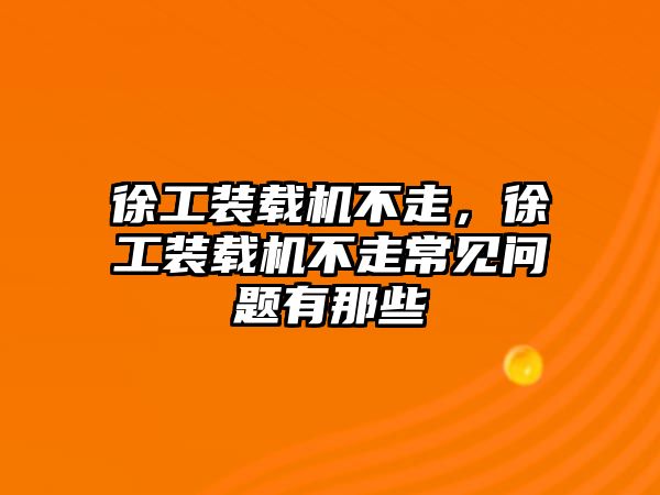 徐工裝載機(jī)不走，徐工裝載機(jī)不走常見問題有那些