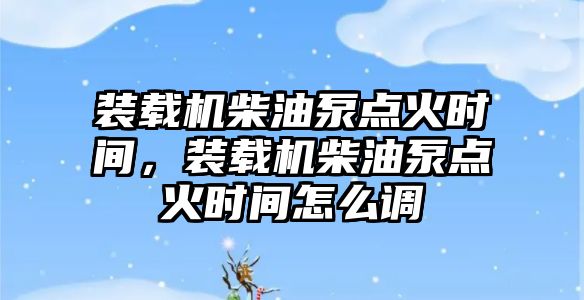 裝載機柴油泵點火時間，裝載機柴油泵點火時間怎么調