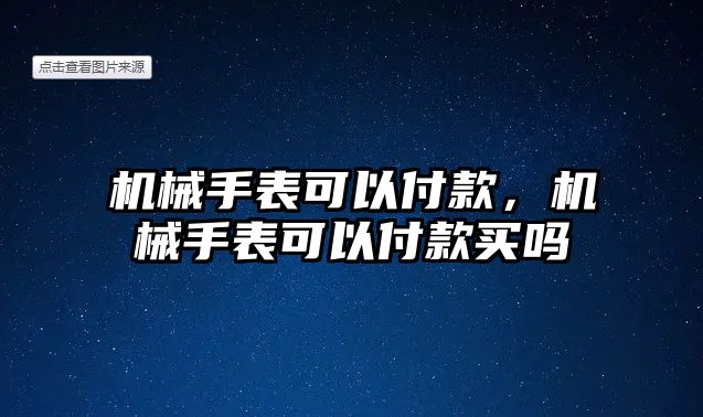 機(jī)械手表可以付款，機(jī)械手表可以付款買嗎