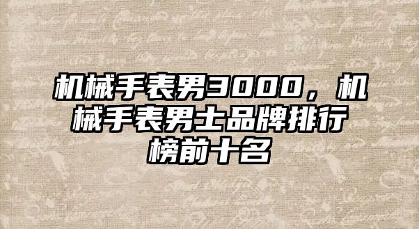 機械手表男3000，機械手表男士品牌排行榜前十名