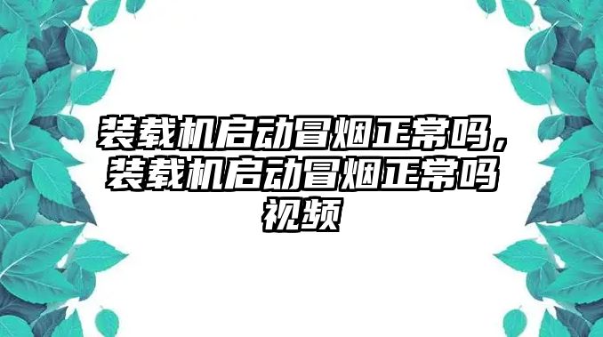 裝載機(jī)啟動冒煙正常嗎，裝載機(jī)啟動冒煙正常嗎視頻