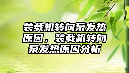 裝載機轉向泵發熱原因，裝載機轉向泵發熱原因分析