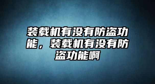 裝載機有沒有防盜功能，裝載機有沒有防盜功能啊