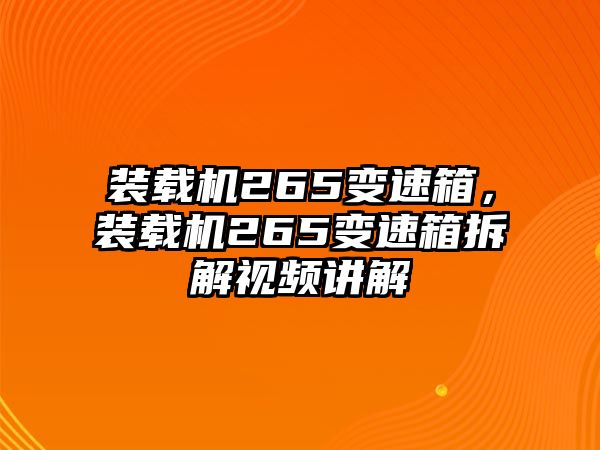 裝載機265變速箱，裝載機265變速箱拆解視頻講解